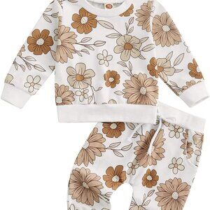 Cozy 3-Piece Fall Winter Baby Girl Clothes: Sweatshirt, Leggings & Bow Headband